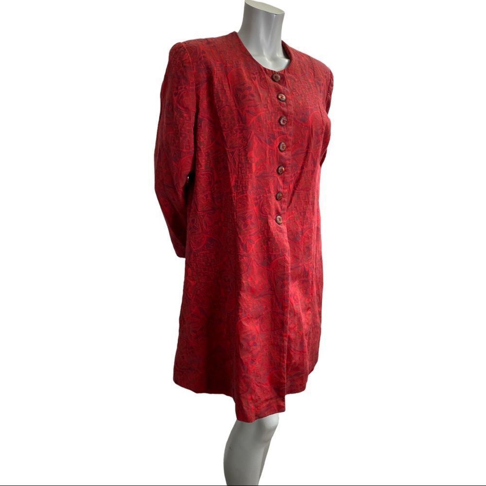 Red Button-Front Women's Blazer Jacket